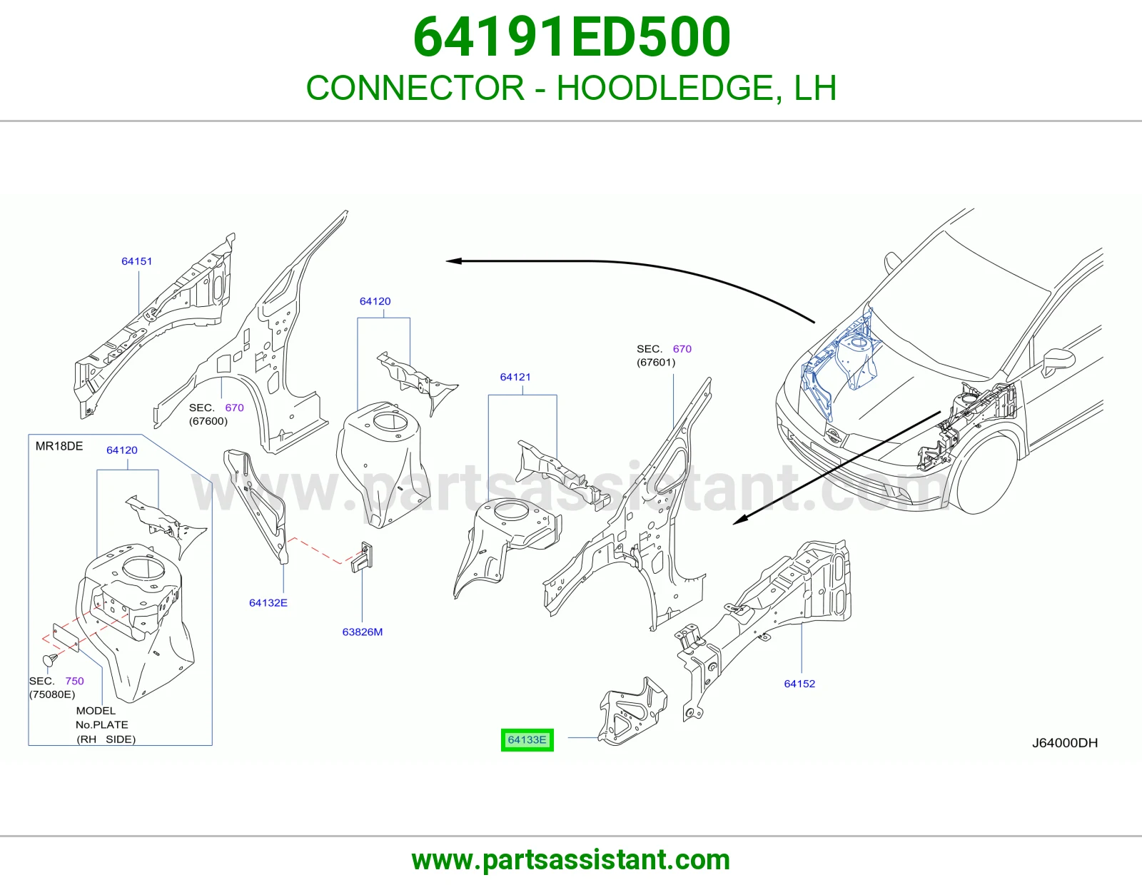 CONNECTOR - HOODLEDGE, LH