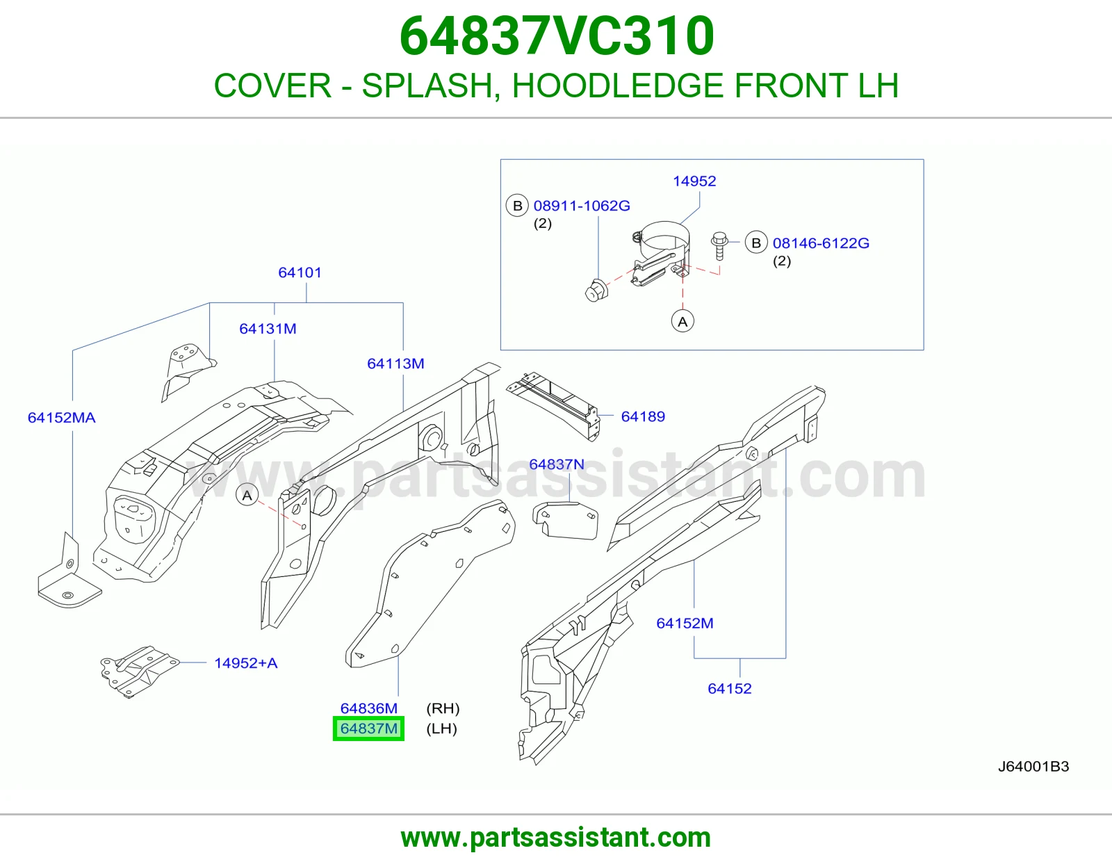 COVER - SPLASH, HOODLEDGE FRONT LH