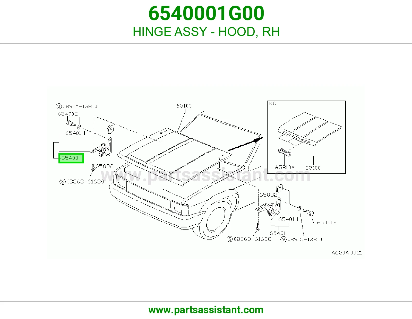 HINGE ASSY - HOOD, RH