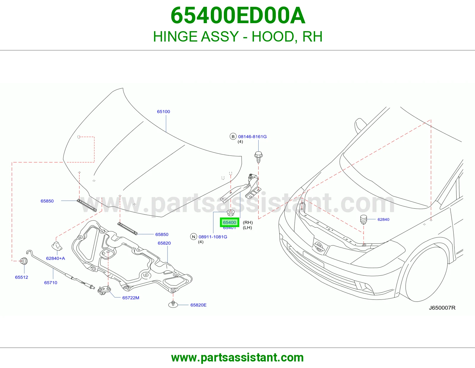 HINGE ASSY - HOOD, RH