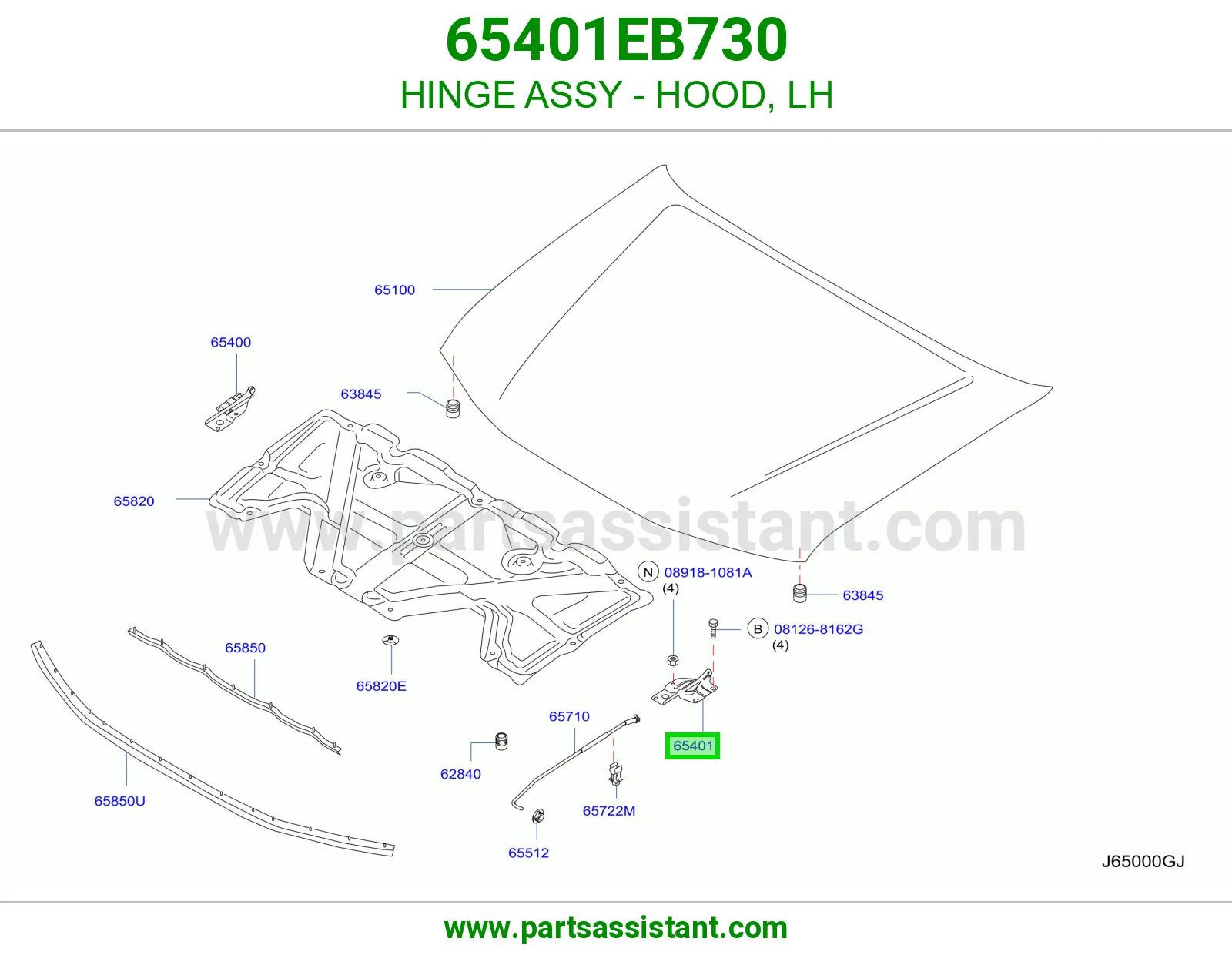 HINGE ASSY - HOOD, LH