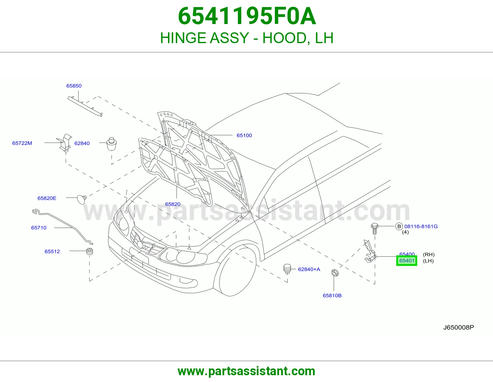 HINGE ASSY - HOOD, LH