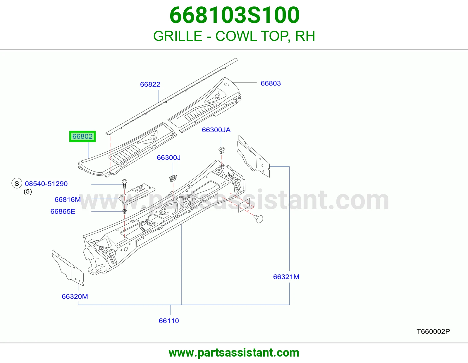 GRILLE - COWL TOP, RH