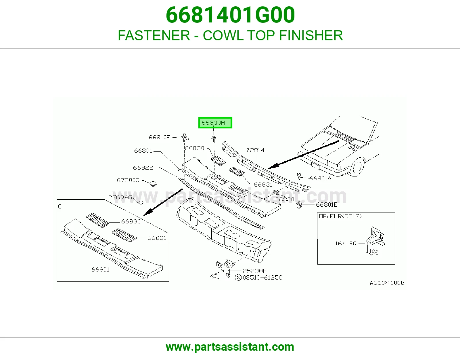 FASTENER - COWL TOP FINISHER