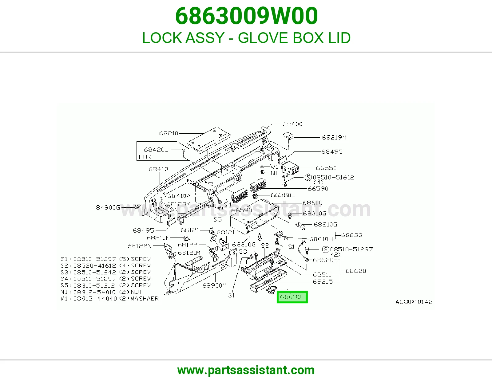 LOCK ASSY - GLOVE BOX LID