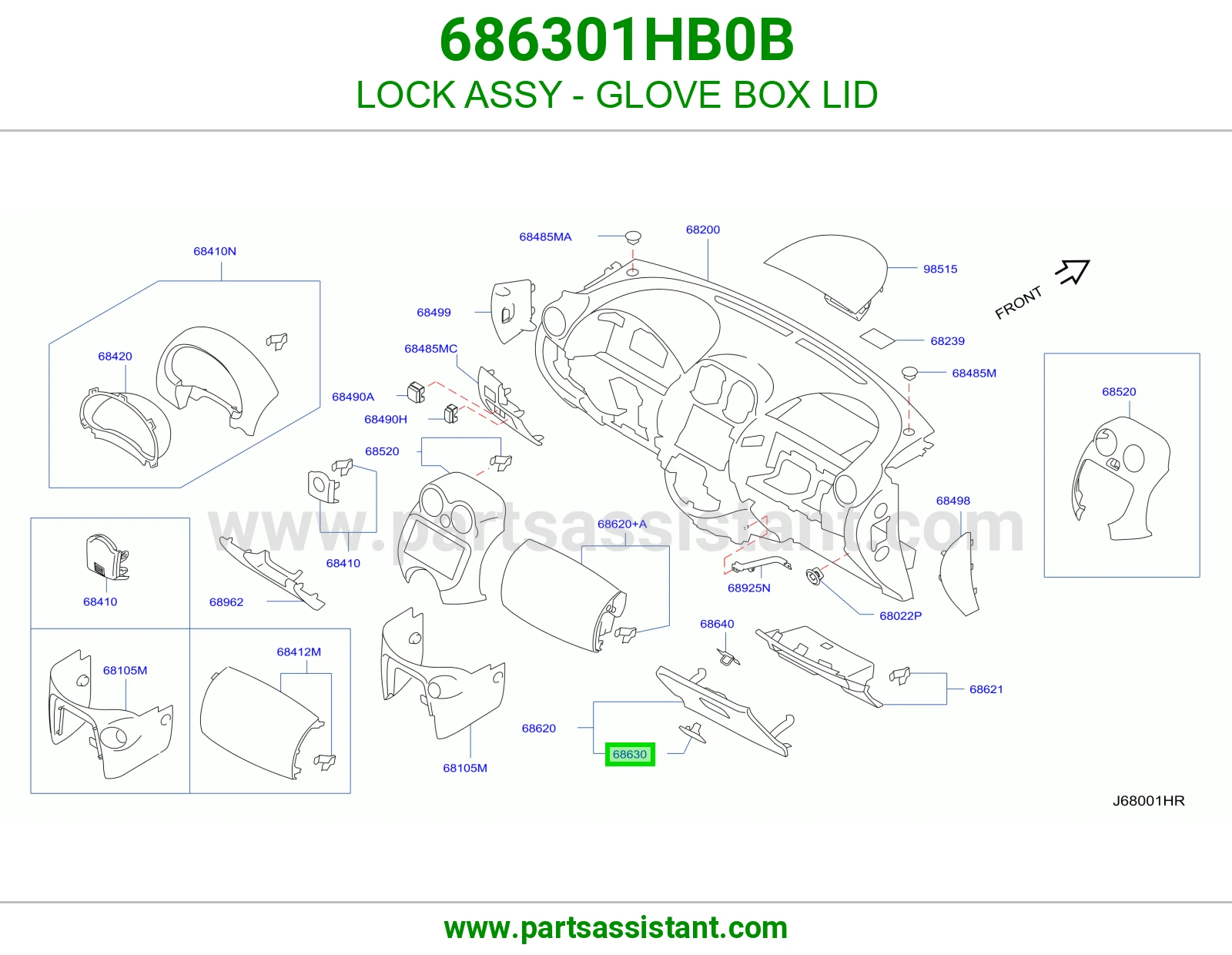 LOCK ASSY - GLOVE BOX LID