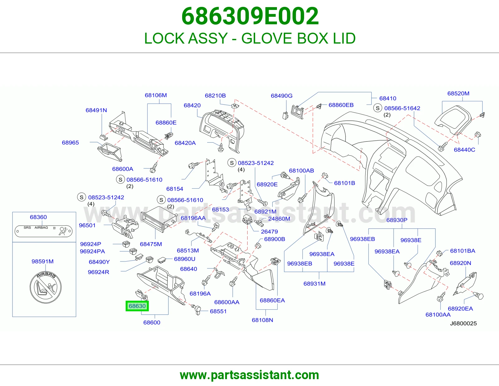 LOCK ASSY - GLOVE BOX LID