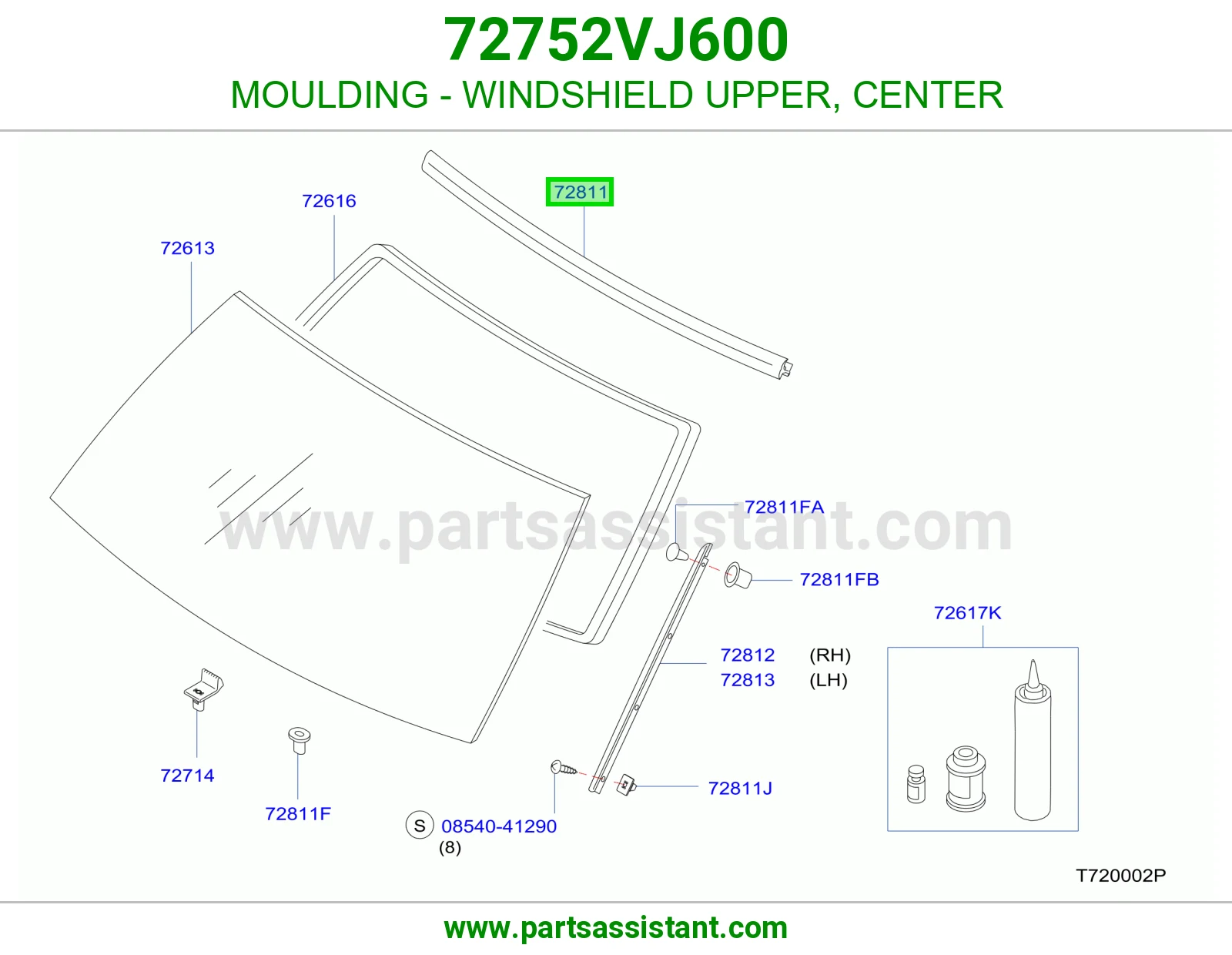 MOULDING - WINDSHIELD UPPER, CENTER