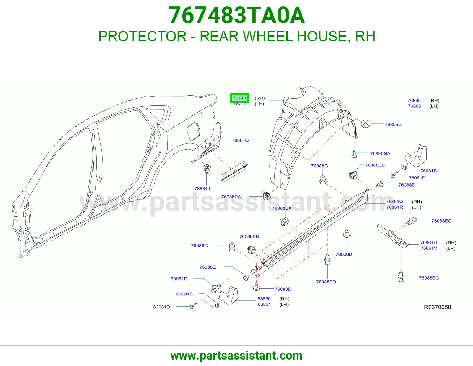 PROTECTOR - REAR WHEEL HOUSE, RH