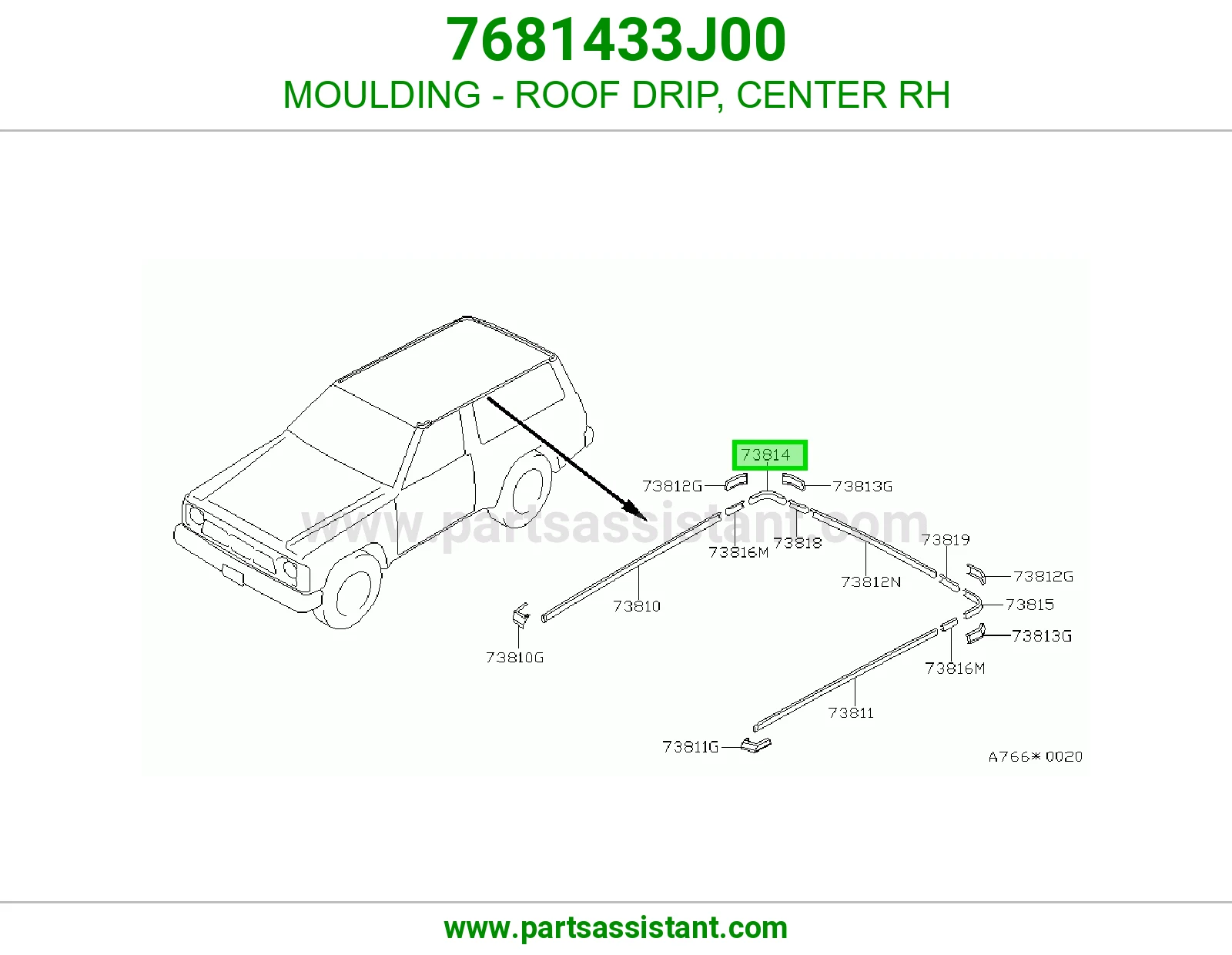 MOULDING - ROOF DRIP, CENTER RH
