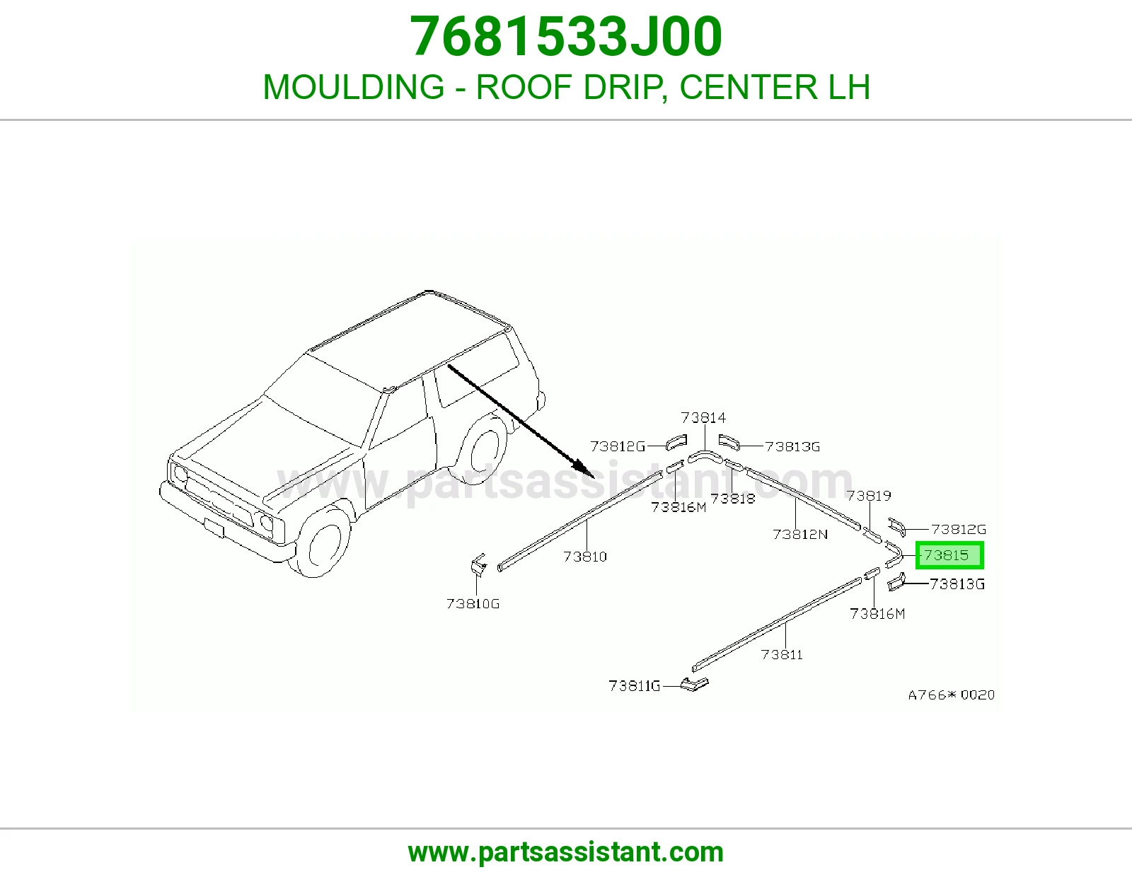 MOULDING - ROOF DRIP, CENTER LH