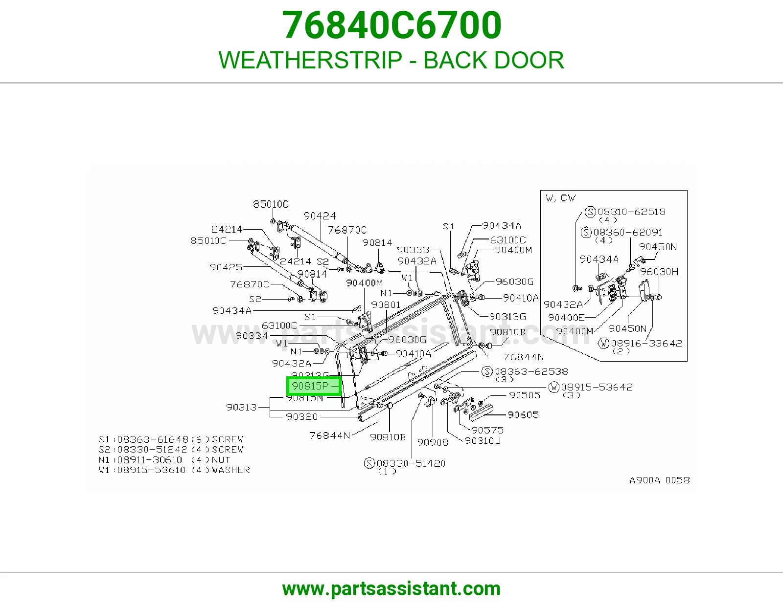 WEATHERSTRIP - BACK DOOR