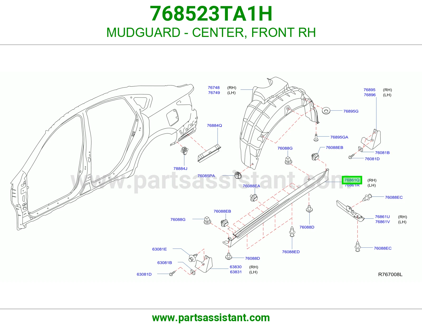 MUDGUARD - CENTER, FRONT RH