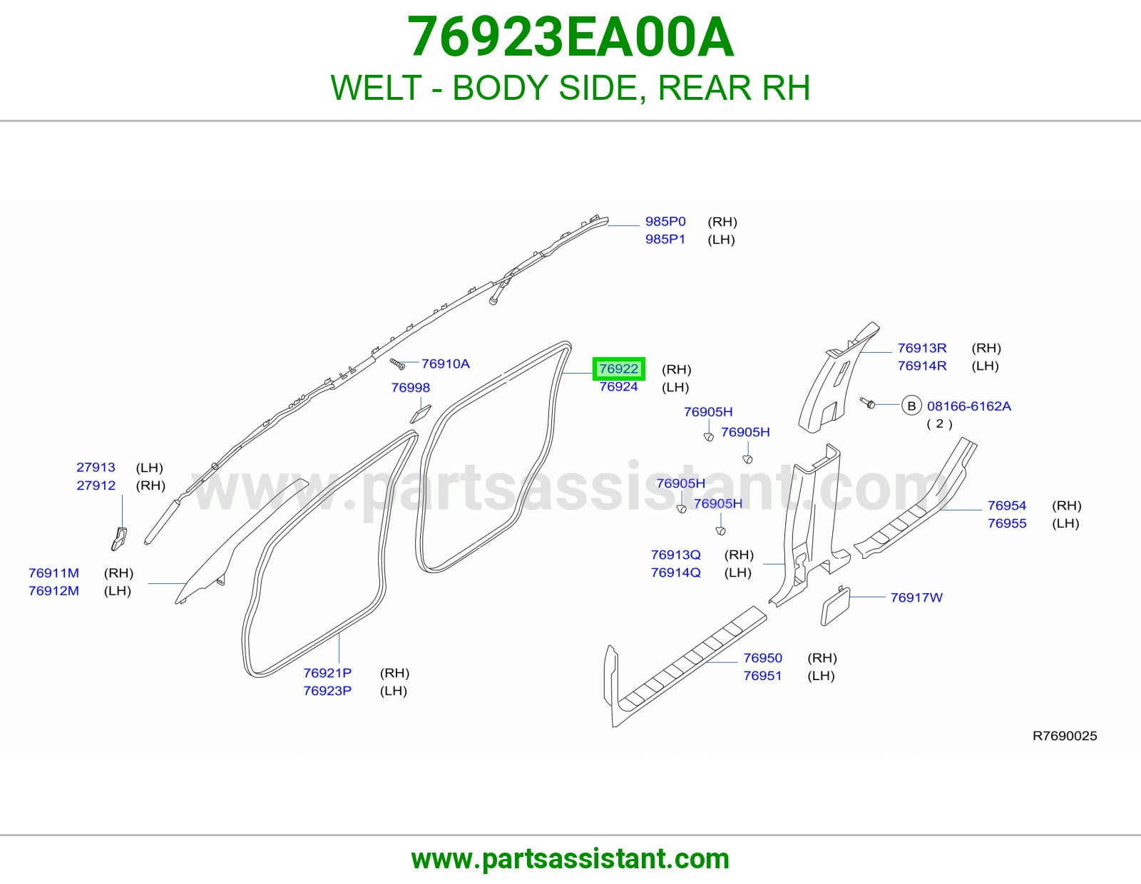 WELT - BODY SIDE, REAR RH