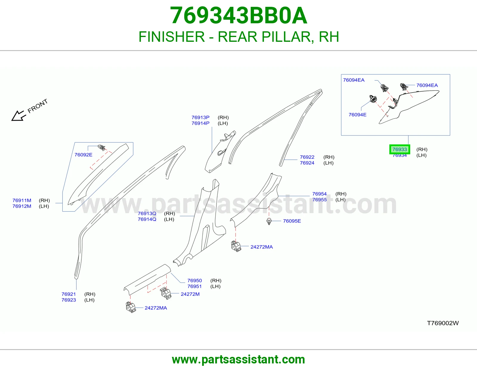 FINISHER - REAR PILLAR, RH