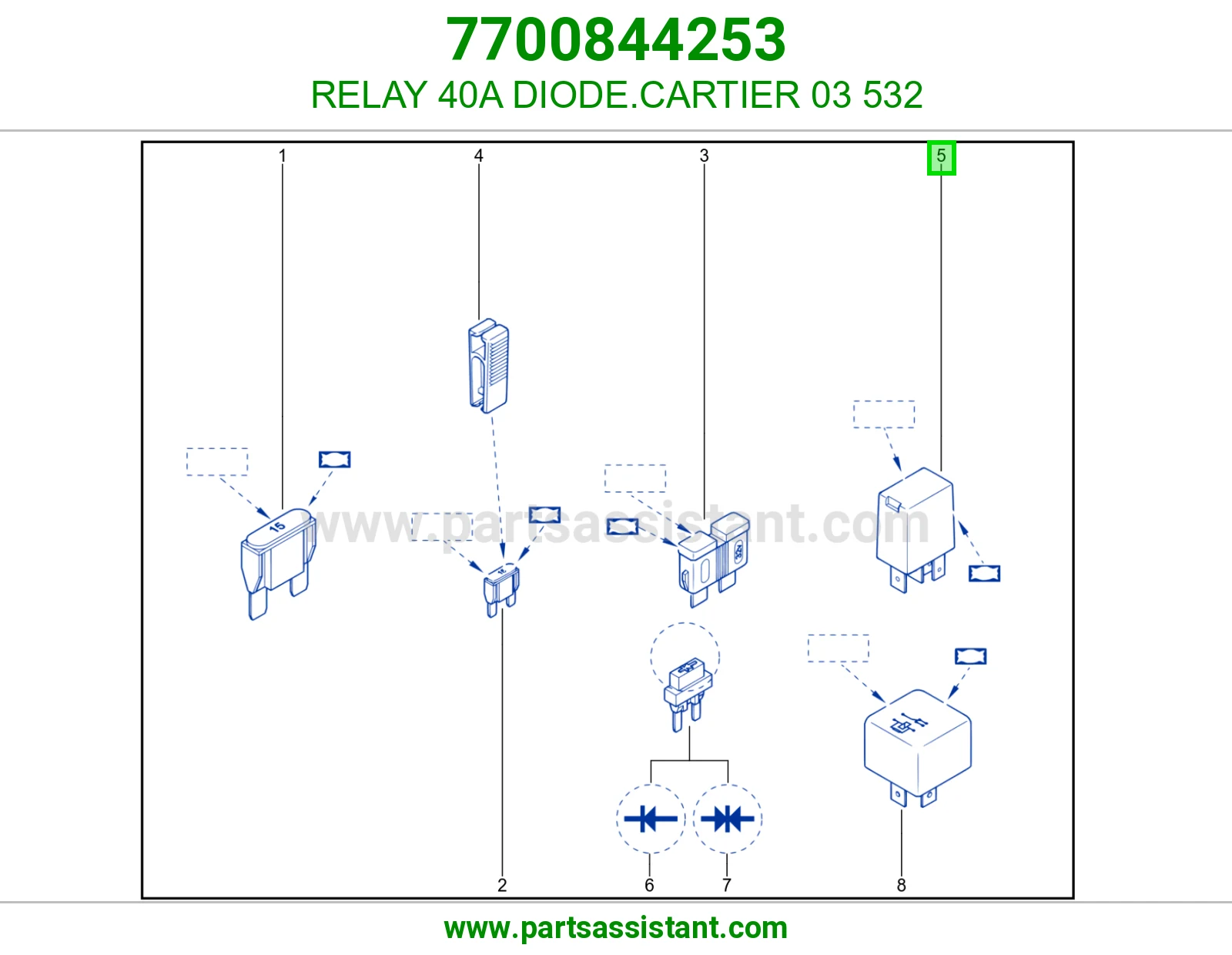RELAY 40A DIODE.CARTIER 03 532