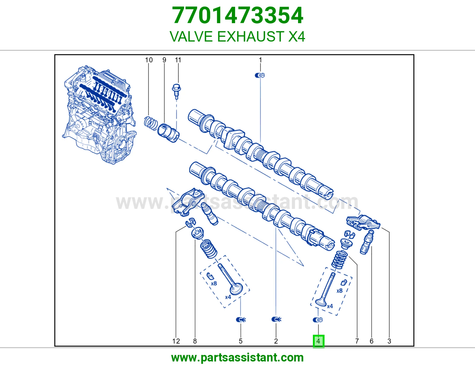 VALVE EXHAUST X4
