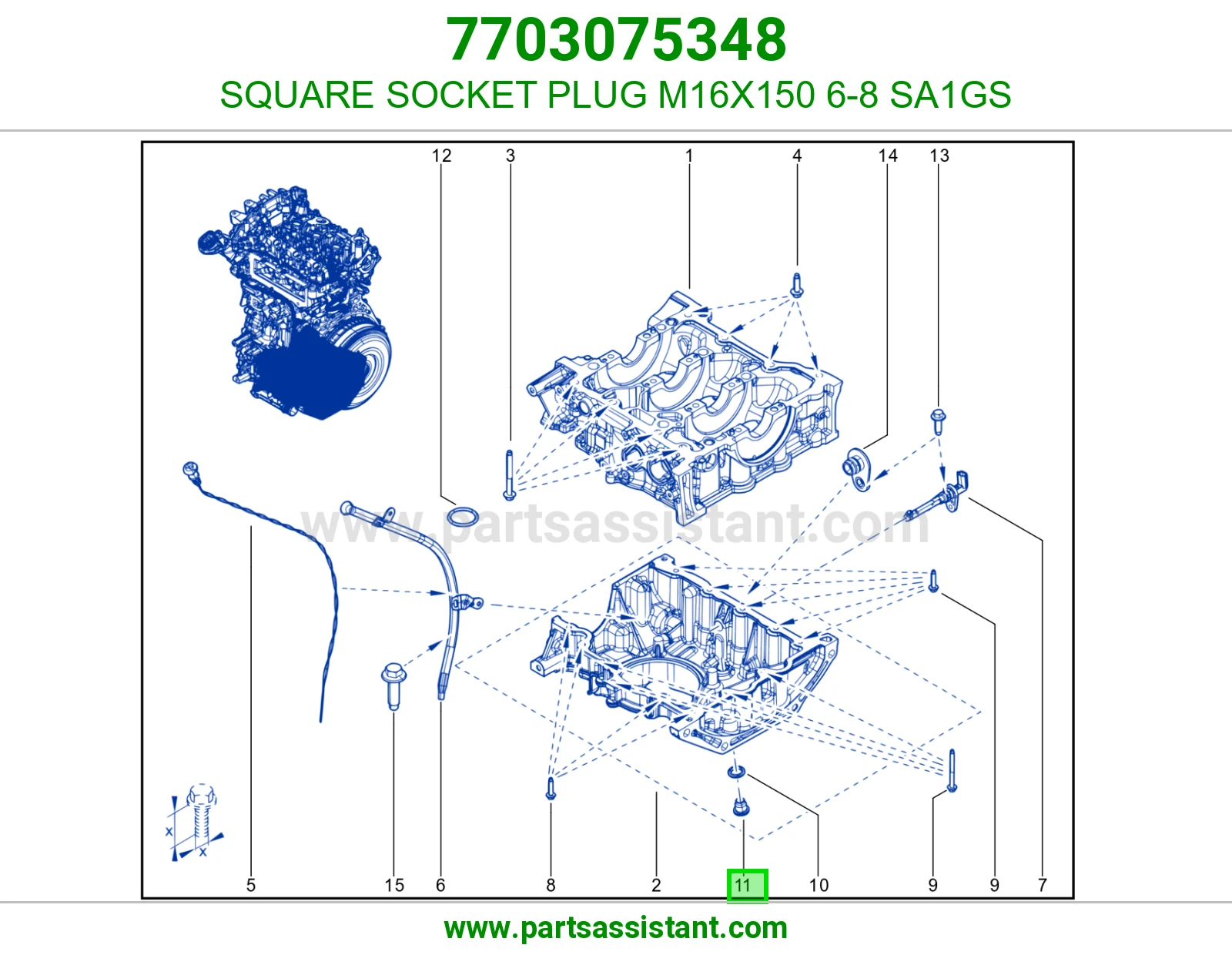 SQUARE SOCKET PLUG M16X150 6-8 SA1GS