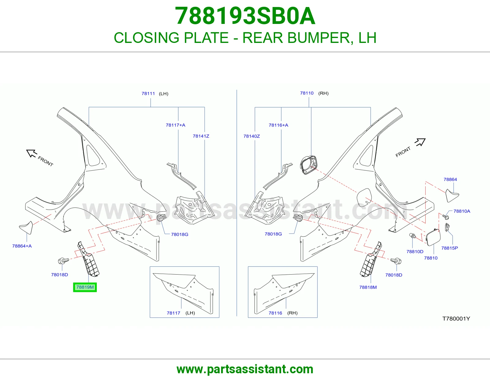 CLOSING PLATE - REAR BUMPER, LH
