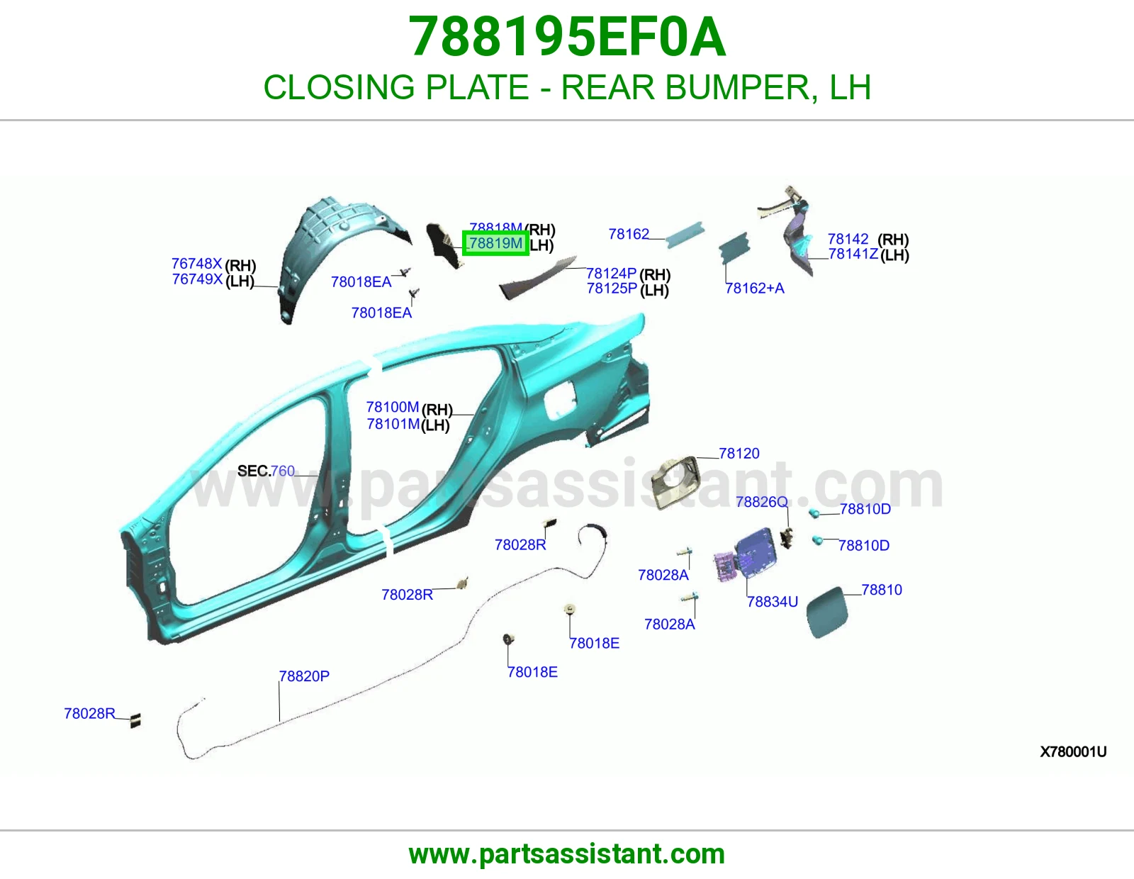 CLOSING PLATE - REAR BUMPER, LH