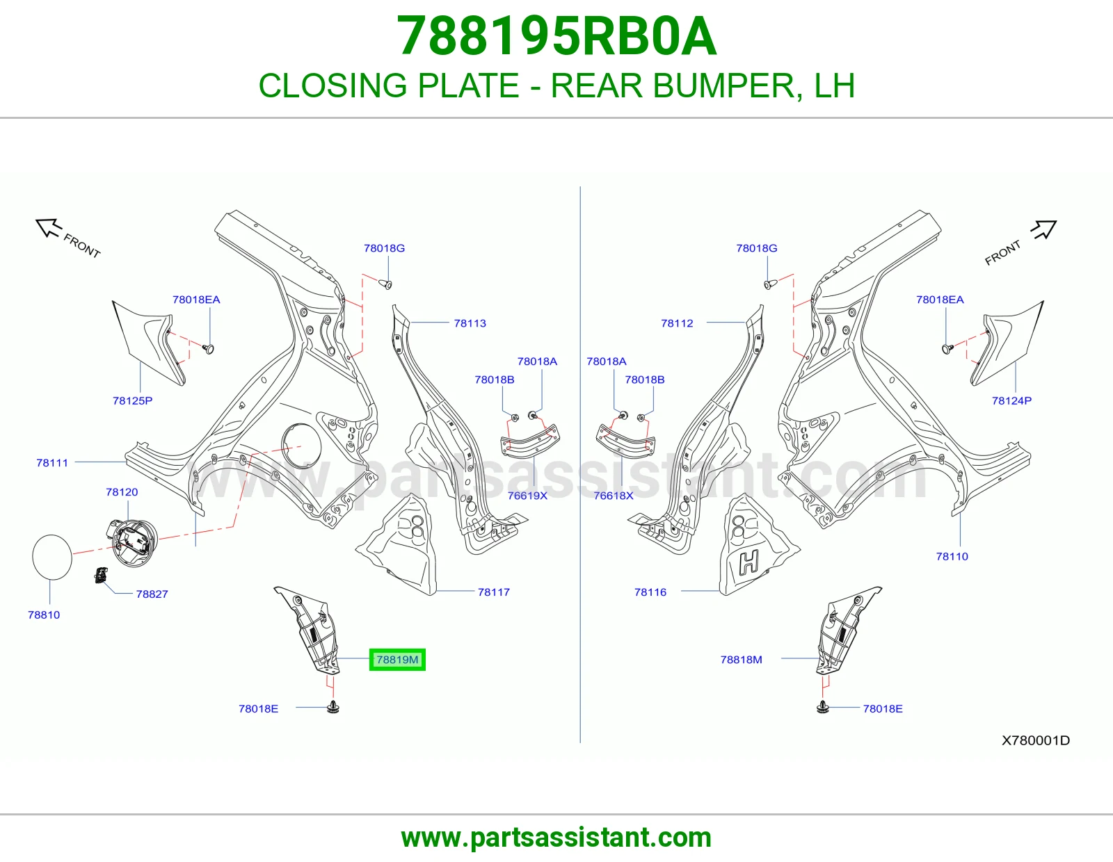 CLOSING PLATE - REAR BUMPER, LH