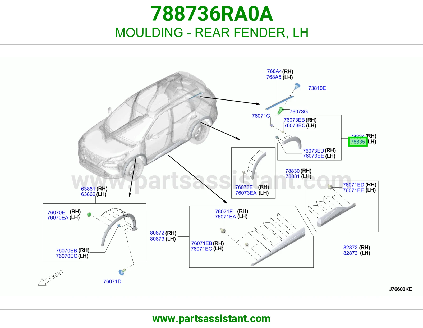 MOULDING - REAR FENDER, LH