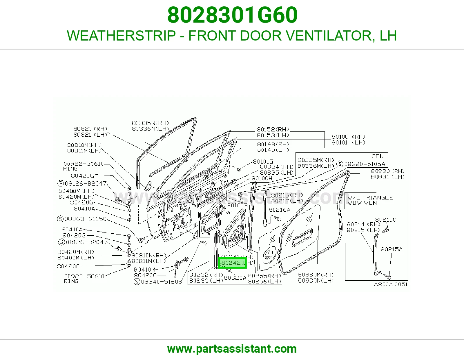 WEATHERSTRIP - FRONT DOOR VENTILATOR, LH