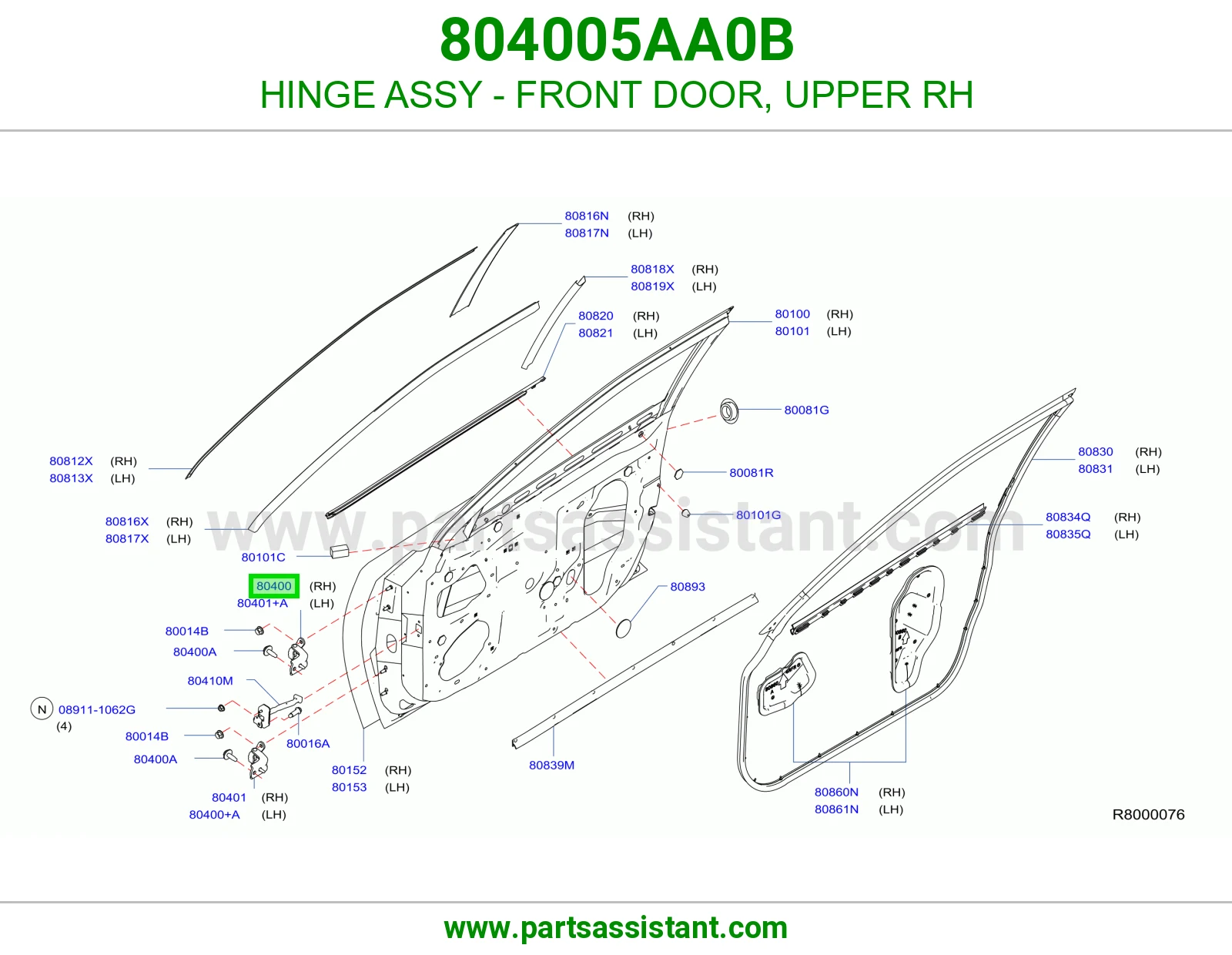 HINGE ASSY - FRONT DOOR, UPPER RH
