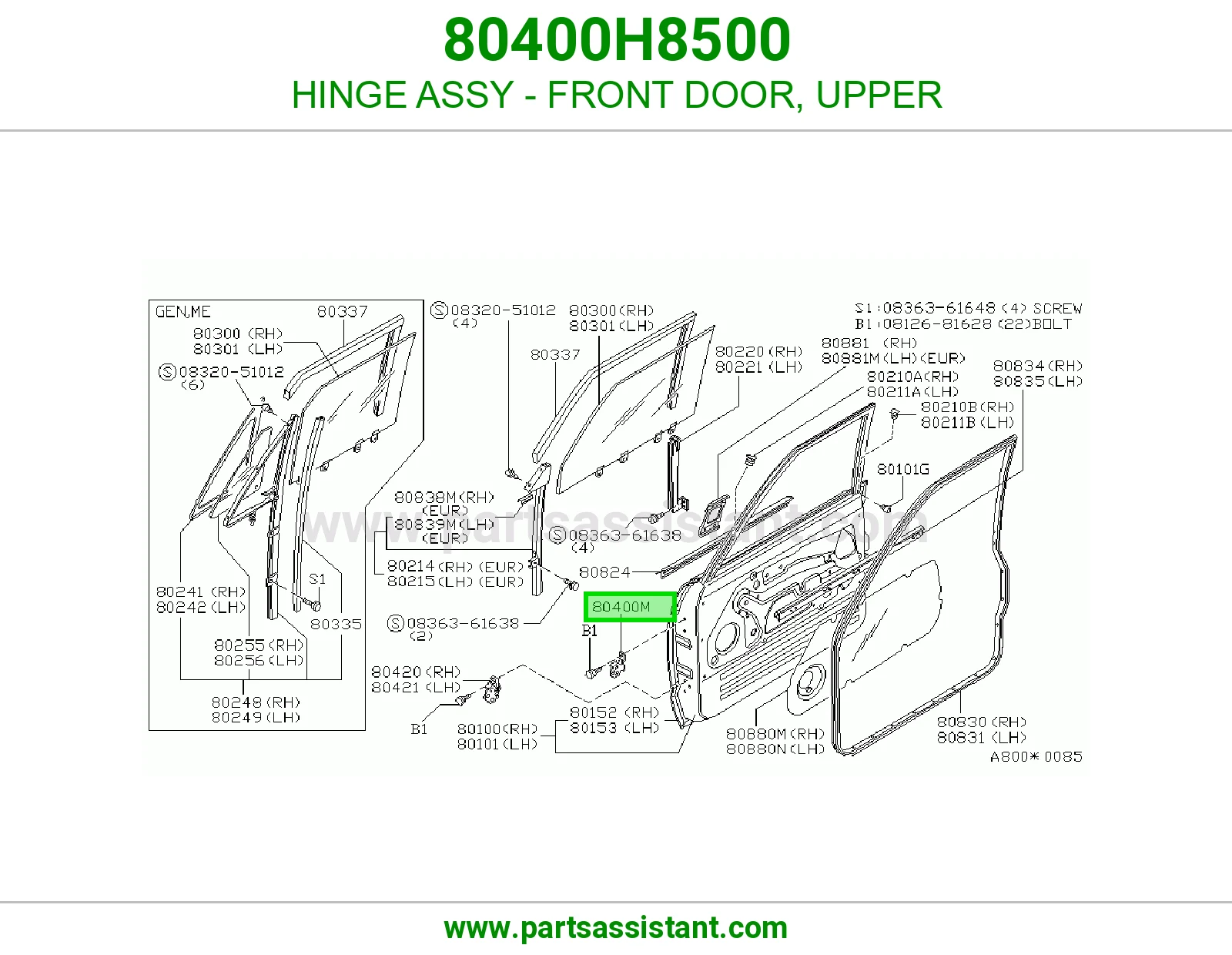 مفصله باب امامي فوق