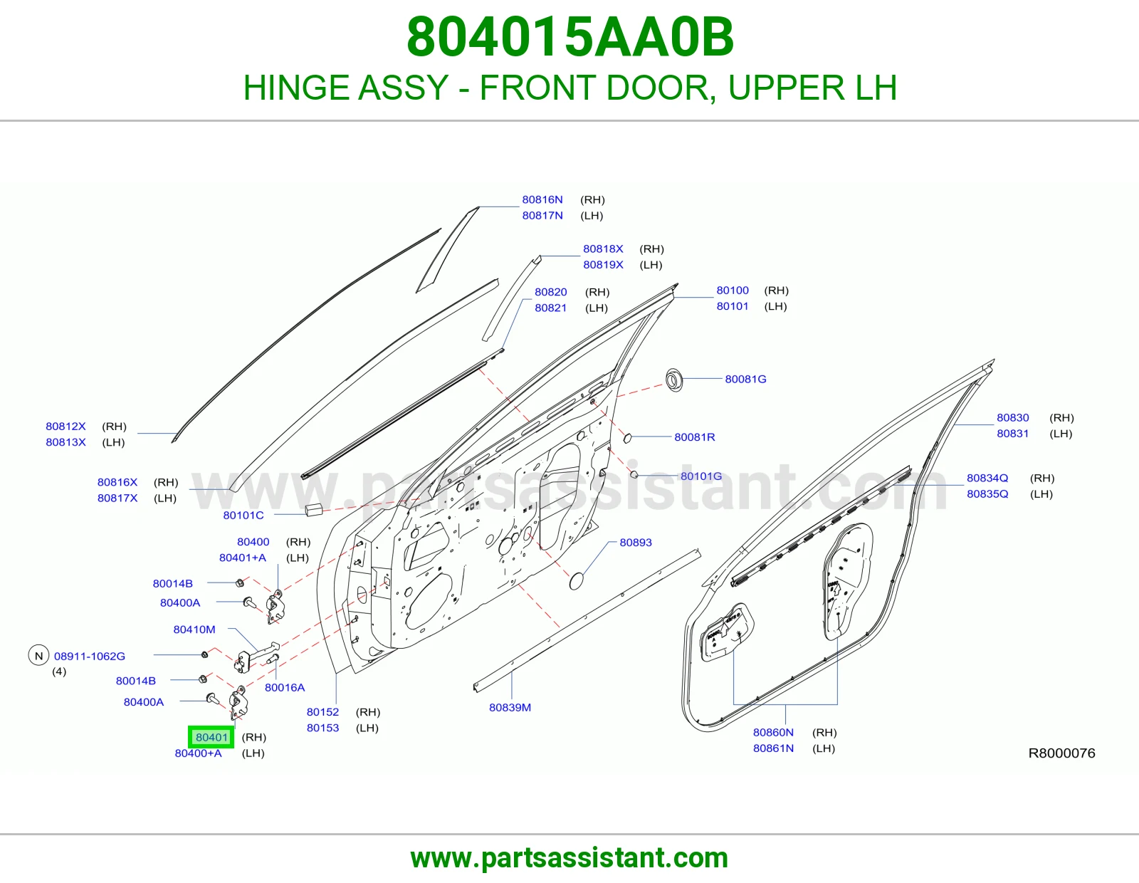 HINGE ASSY - FRONT DOOR, UPPER LH
