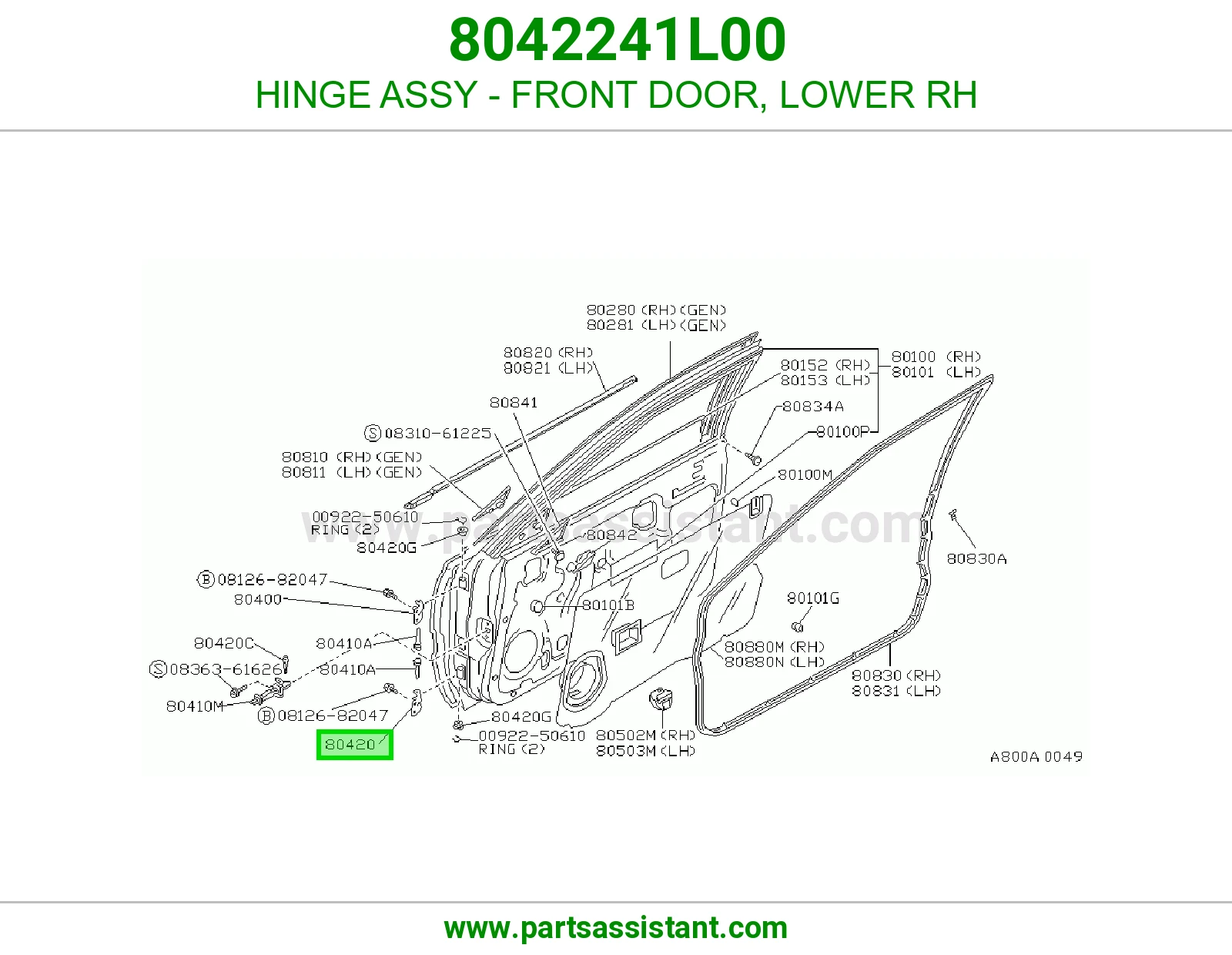 HINGE ASSY - FRONT DOOR, LOWER RH