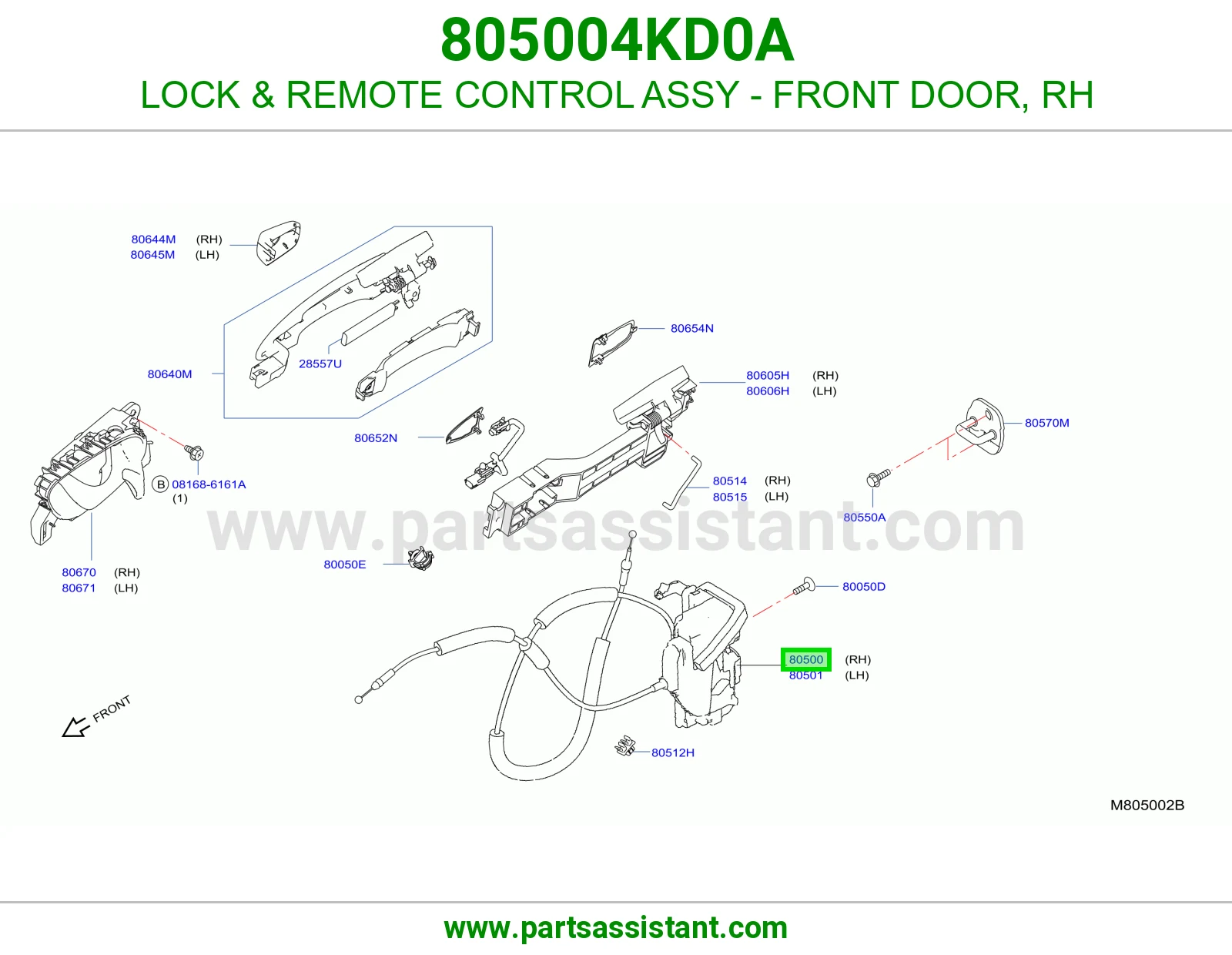 LOCK & REMOTE CONTROL ASSY - FRONT DOOR, RH