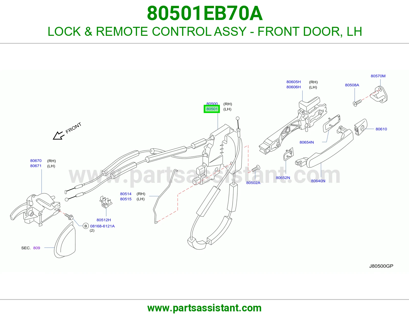 LOCK & REMOTE CONTROL ASSY - FRONT DOOR, LH