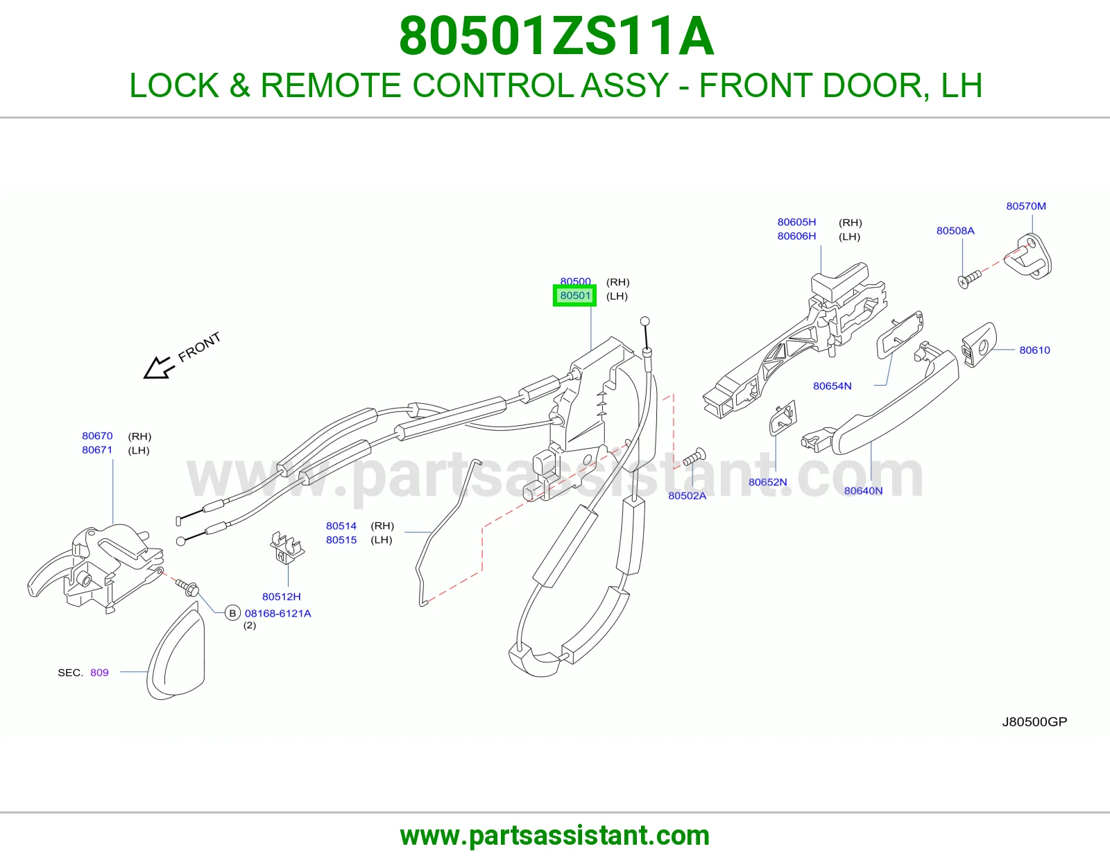 LOCK & REMOTE CONTROL ASSY - FRONT DOOR, LH