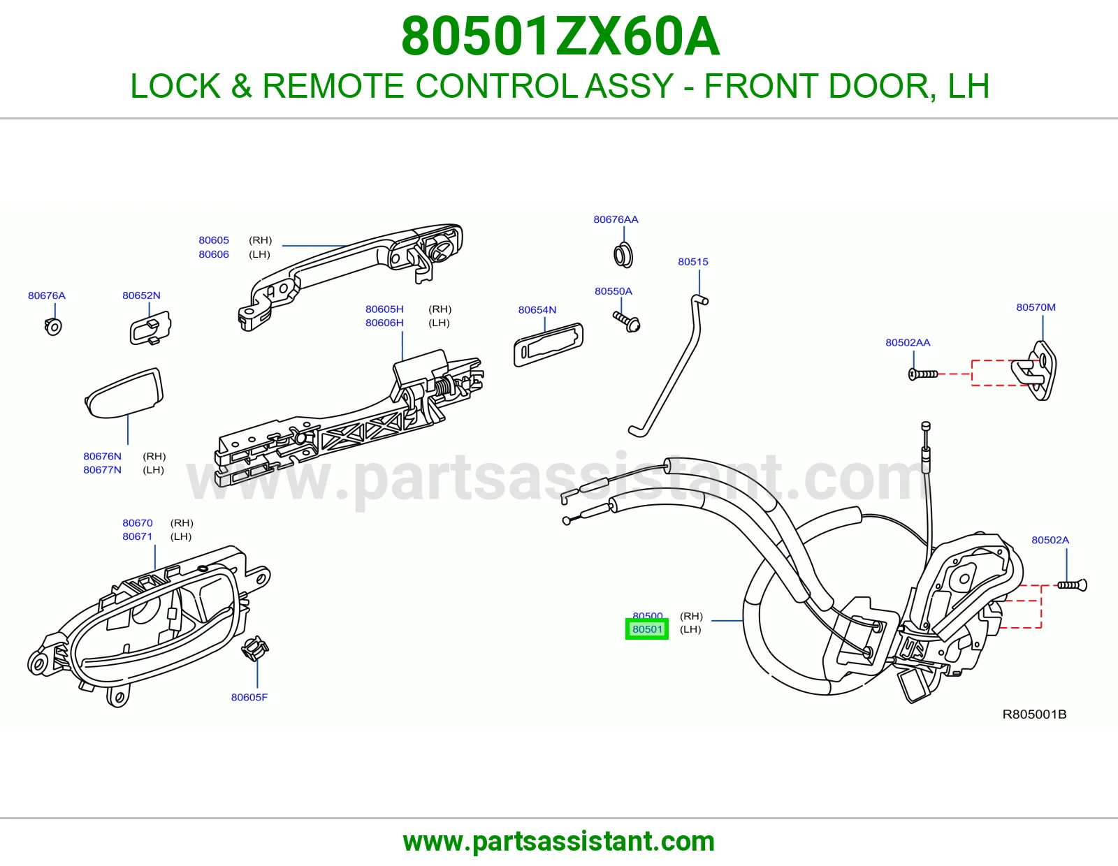 LOCK & REMOTE CONTROL ASSY - FRONT DOOR, LH