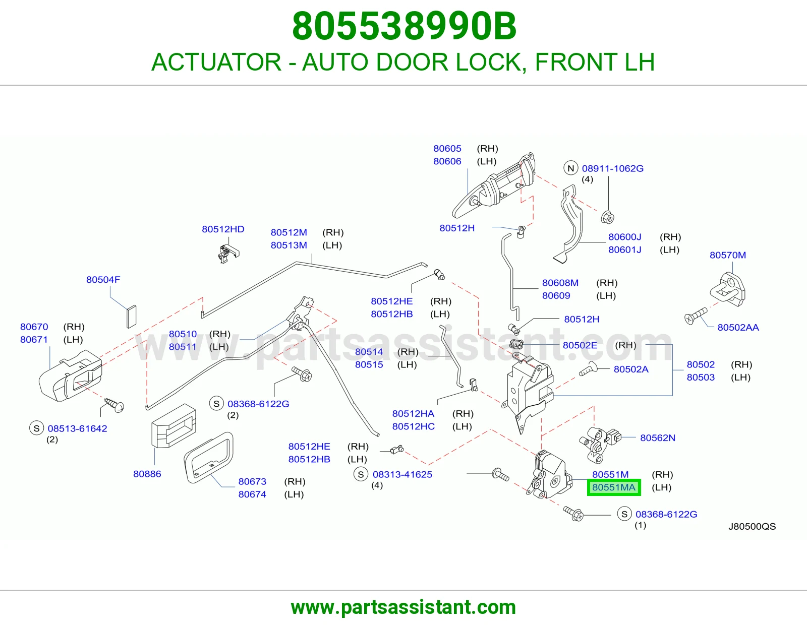ACTUATOR - AUTO DOOR LOCK, FRONT LH