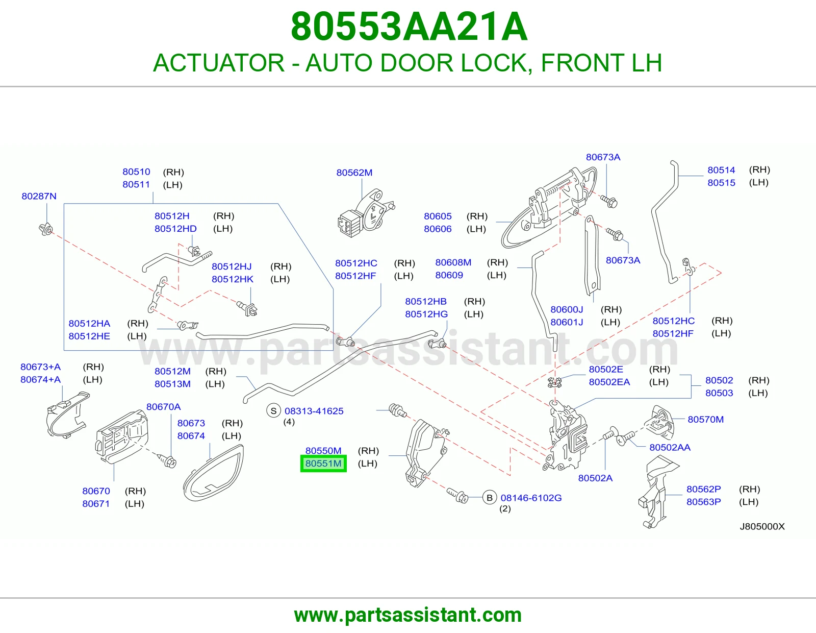 ACTUATOR - AUTO DOOR LOCK, FRONT LH