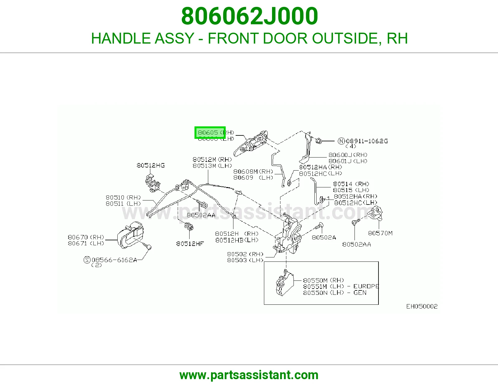 HANDLE ASSY - FRONT DOOR OUTSIDE, RH
