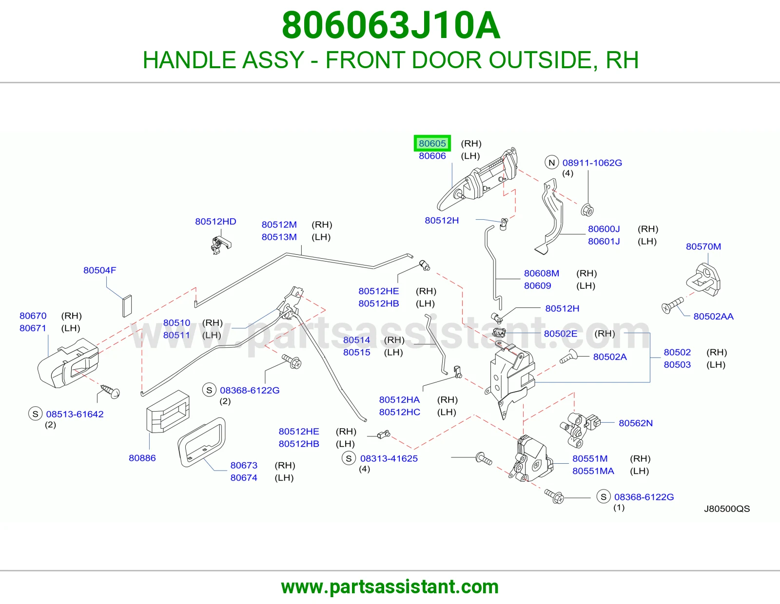 HANDLE ASSY - FRONT DOOR OUTSIDE, RH