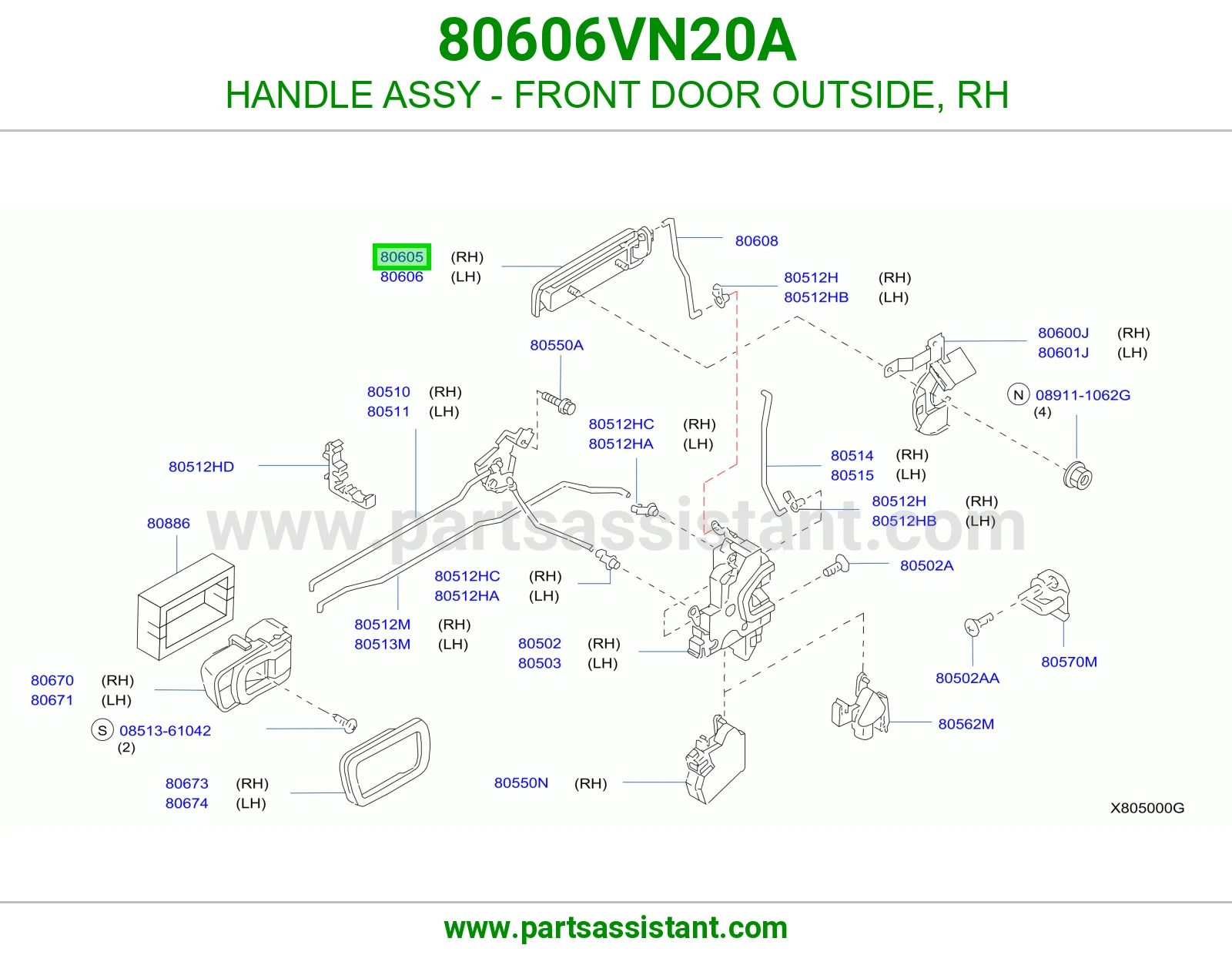HANDLE ASSY - FRONT DOOR OUTSIDE, RH