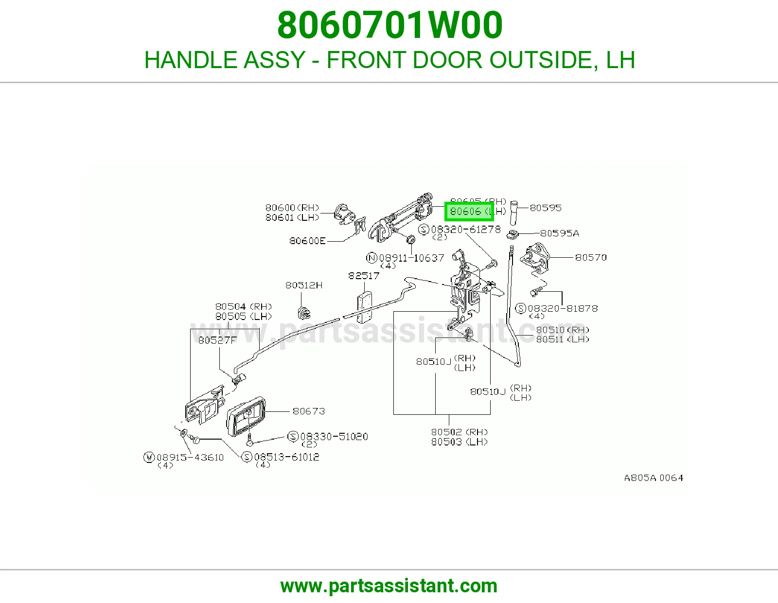 HANDLE ASSY - FRONT DOOR OUTSIDE, LH