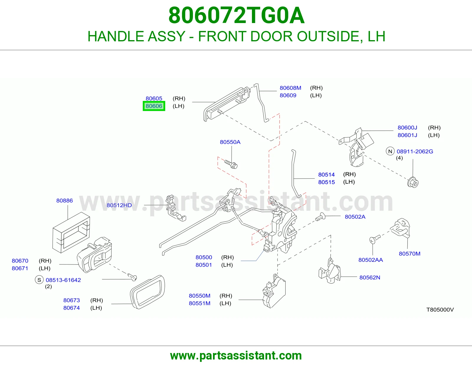 HANDLE ASSY - FRONT DOOR OUTSIDE, LH