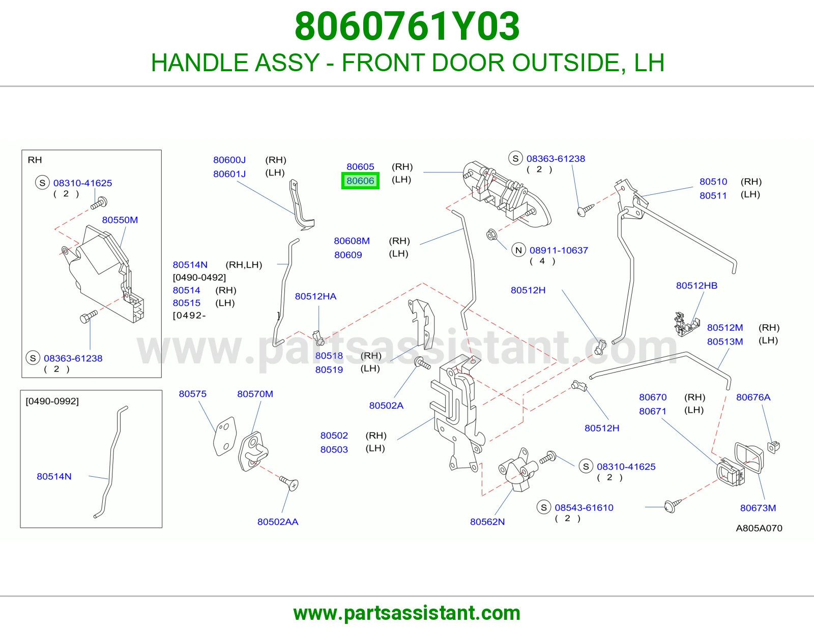 HANDLE ASSY - FRONT DOOR OUTSIDE, LH