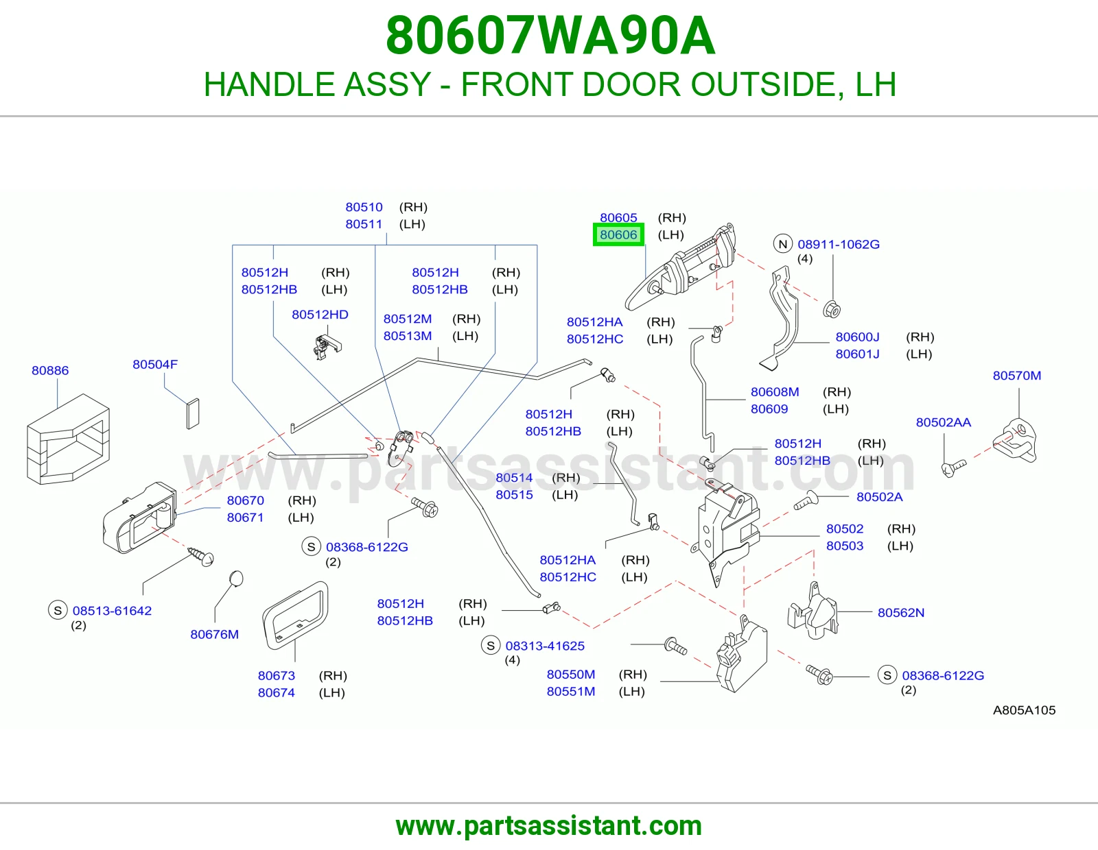 HANDLE ASSY - FRONT DOOR OUTSIDE, LH