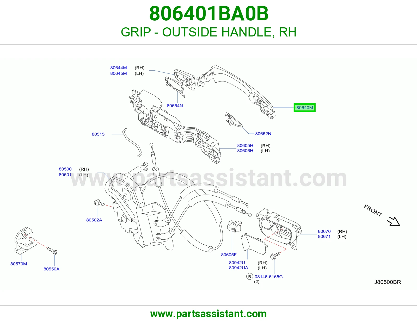 GRIP - OUTSIDE HANDLE, RH