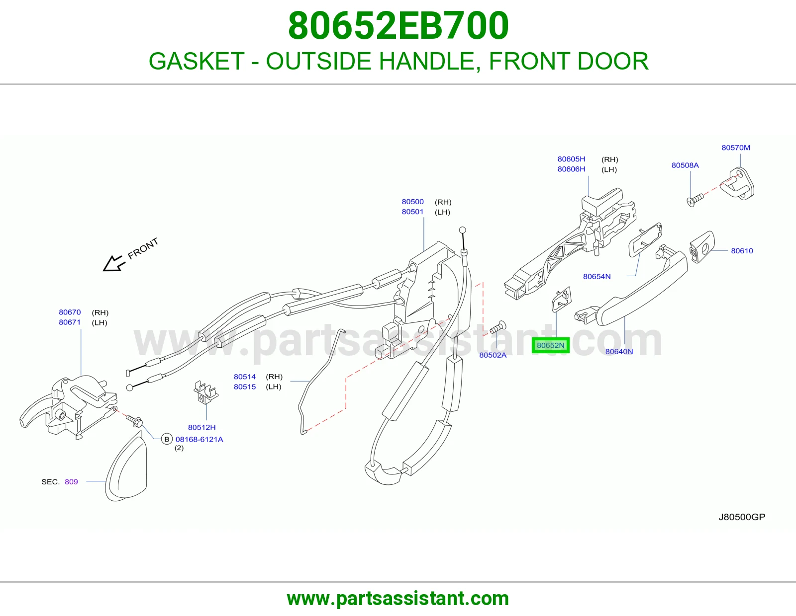 GASKET - OUTSIDE HANDLE, FRONT DOOR