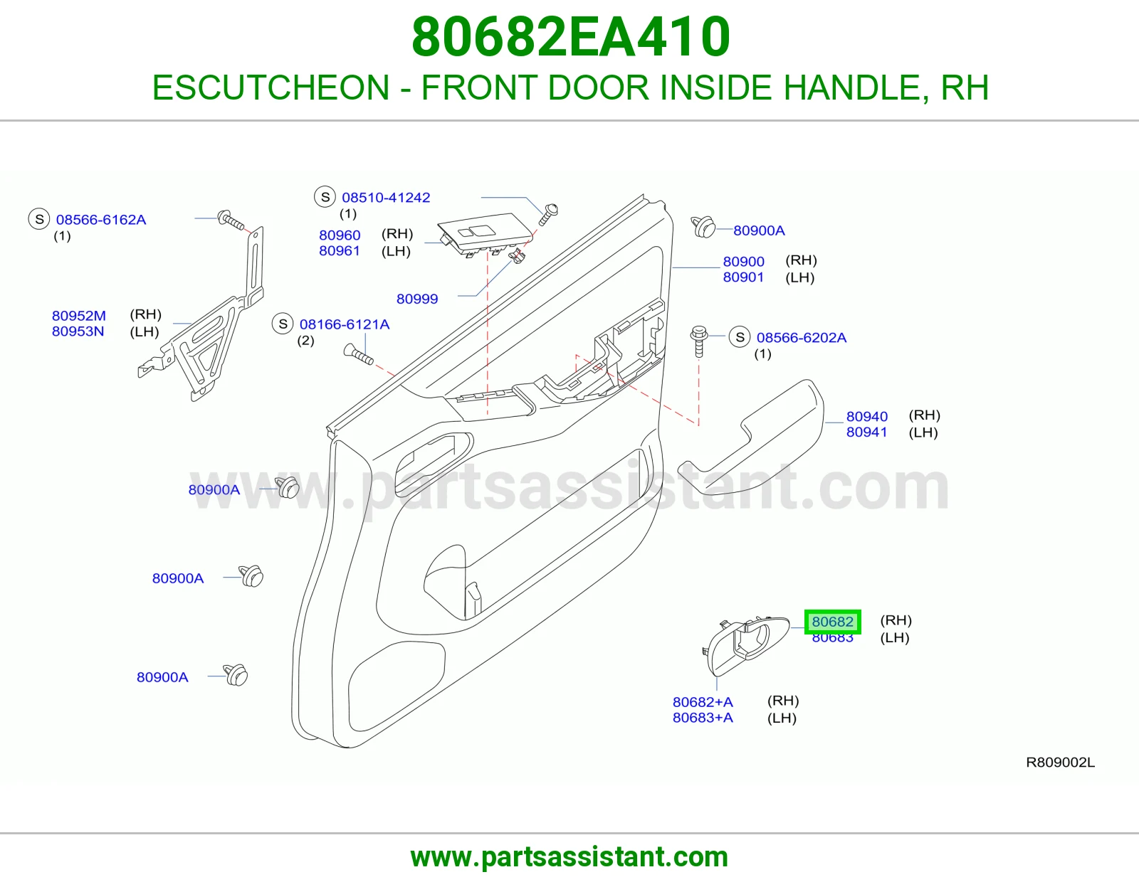 ESCUTCHEON - FRONT DOOR INSIDE HANDLE, RH