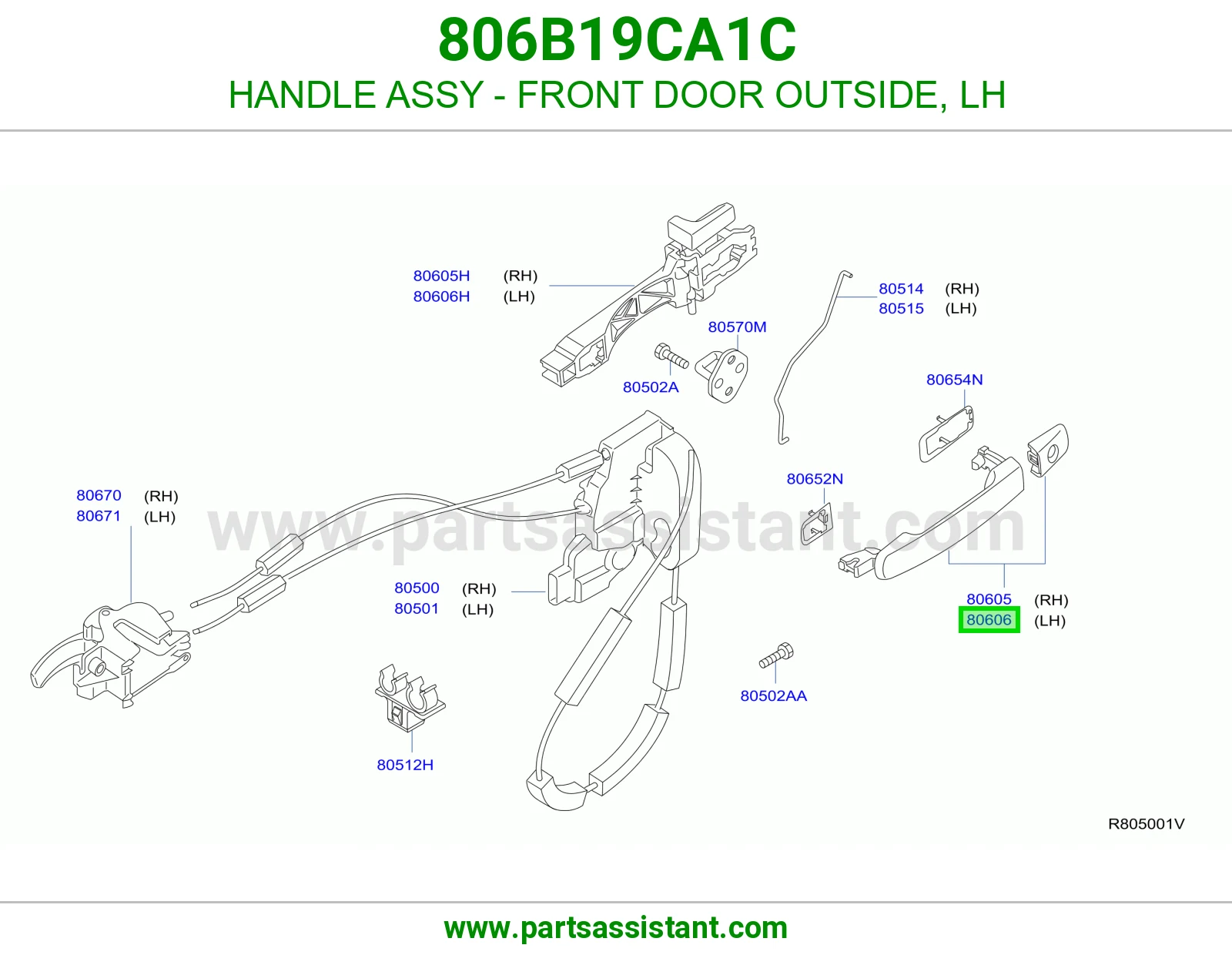 HANDLE ASSY - FRONT DOOR OUTSIDE, LH