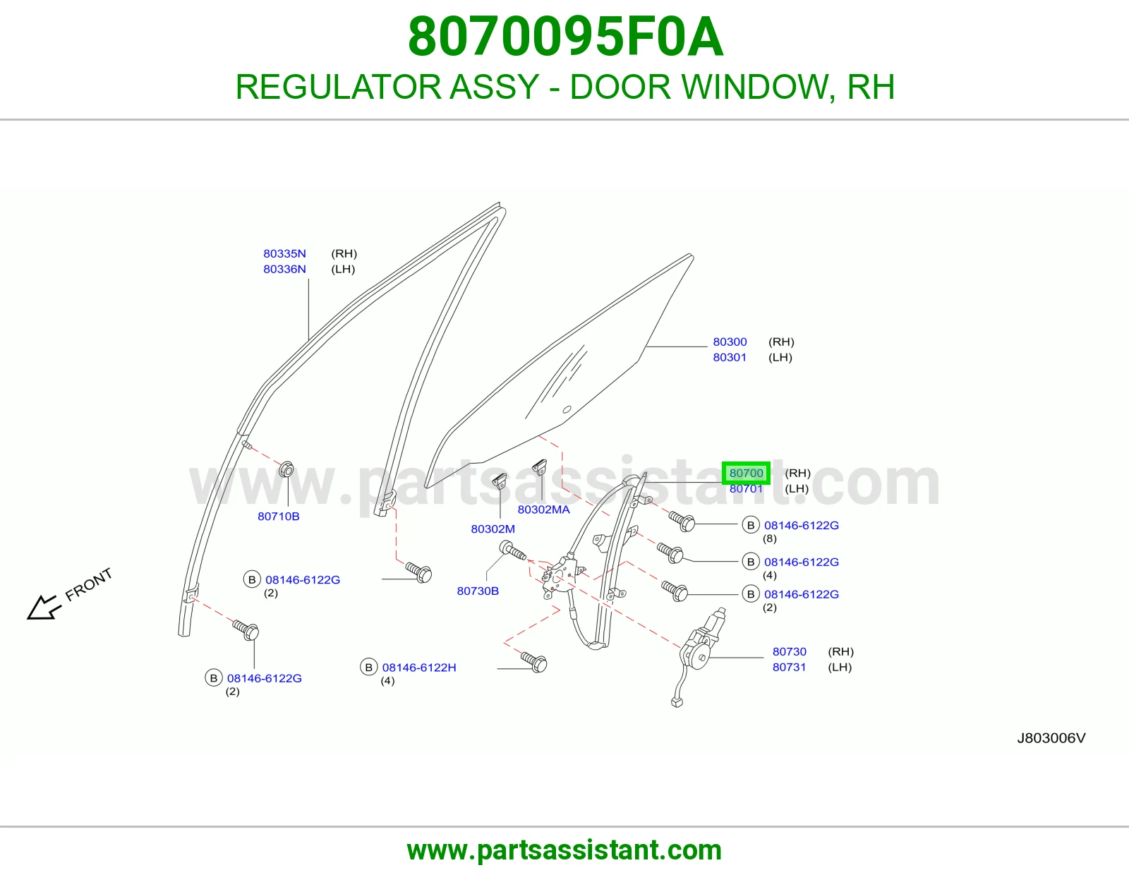 REGULATOR ASSY - DOOR WINDOW, RH