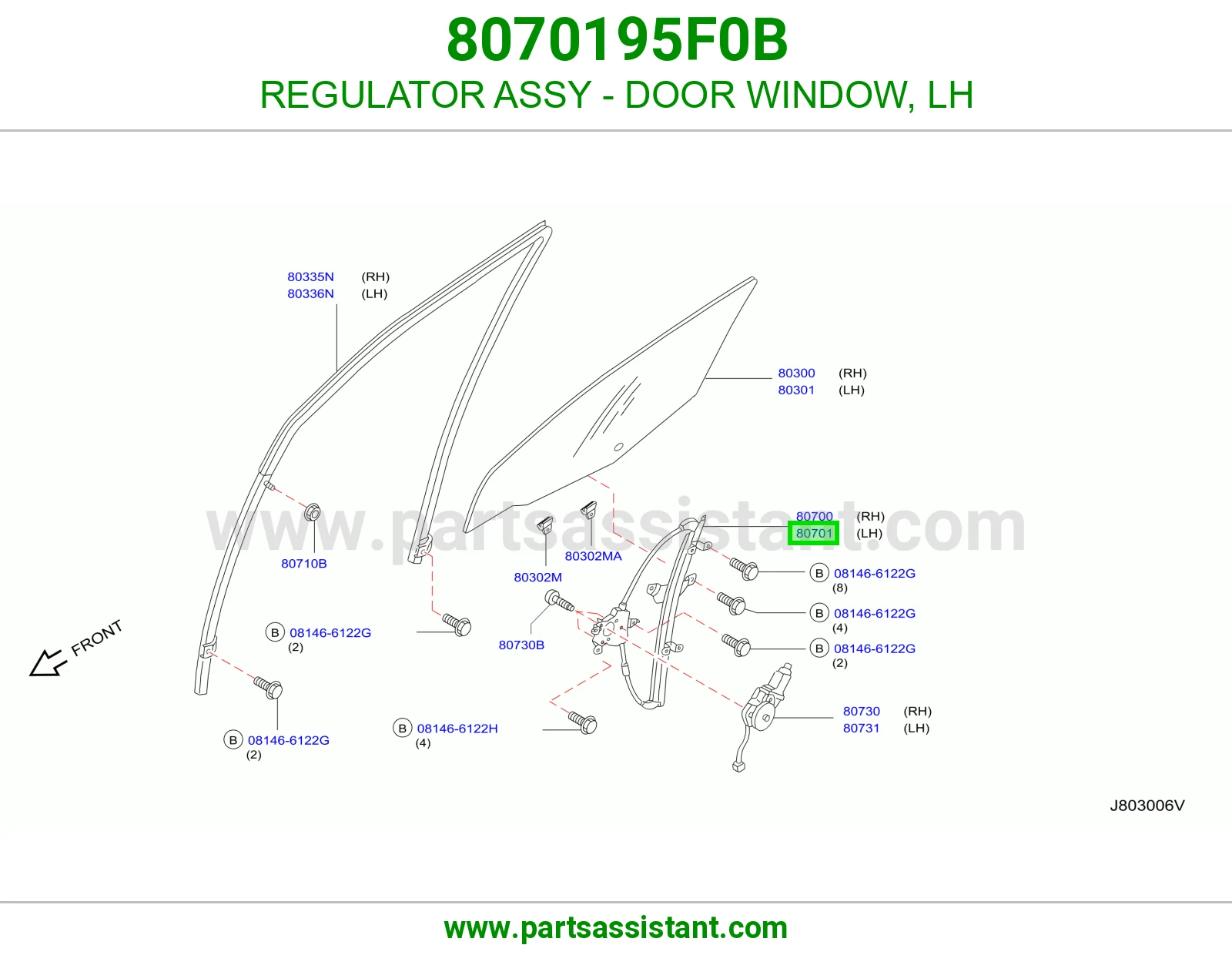 REGULATOR ASSY - DOOR WINDOW, LH
